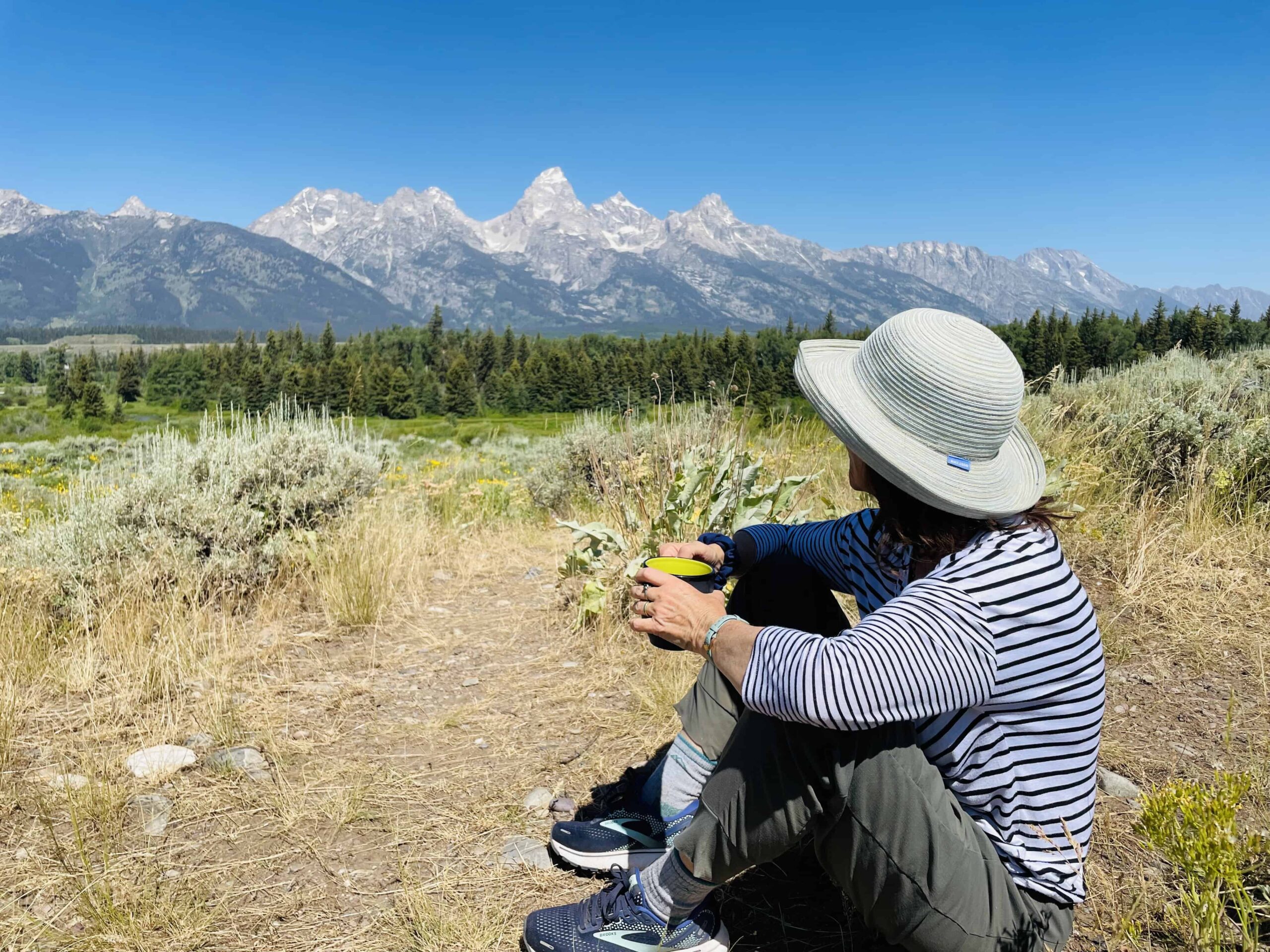 Dalia taking time out in Grand Tetons National Park.